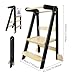 TRZX Foldable Toddler Kitchen Tower, Baby Montessori Kitchen Tower with Safety Rail, Kids Wooden Adjustable Learning Step Stool (Black)