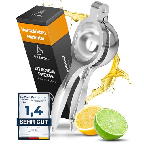Brendo Premium Zitronenpresse - Universelle Größe perfekt für alle Zitrusfrüchte I 100% Auspresstechnik I Maximale Frische und Geschmack...