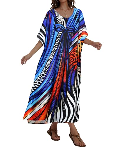 Image of Kaftan Dresses for Women V Neck Caftan Batwing Sleeve Swimsuit Cover Up