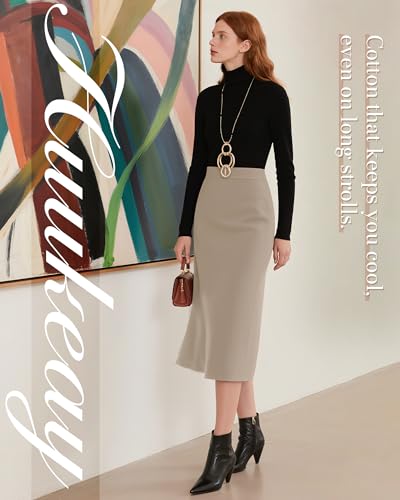 Huukeay 3 Pack Midi Skirts for Women Summer with Pockets A Line Flared Stretchy High Waist Long Skirt Dressy Casual3