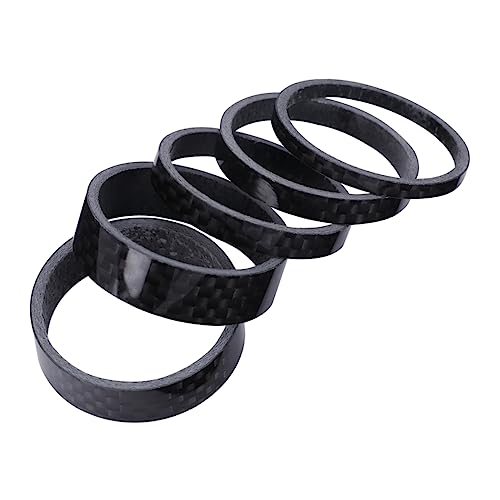 balacoo 1 Set 5pcs Carbon Fiber Fork Washer Spacers Colored Carbon Fiber Tube Accessories Forks Gasket Headset Spacer Light Front Carbon Fiber Bicycle Cushion Carbon Fiber Bike Black