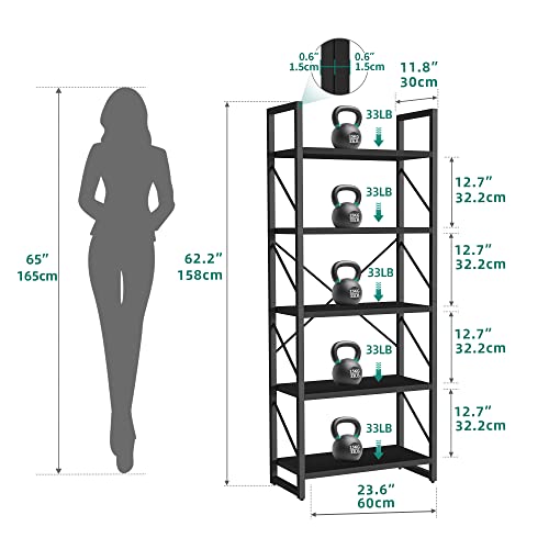 Yitahome 5 Tiers Bookshelf, Artsy Modern Bookcase, Book Rack, Storage Rack Shelves Books Holder Organizer For Books/Movies In Living Room/Home/Office - Black (Ftofbc-0015) #TOP1