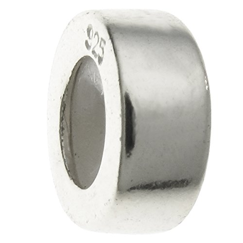 Sterling Silver Focal Round Stopper with Rubber Bead for European Charm Bracelets