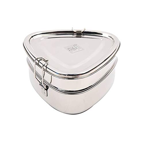 Image of JVL Stainless Steel 2 Tier Lunch Box (Triangle, Small)