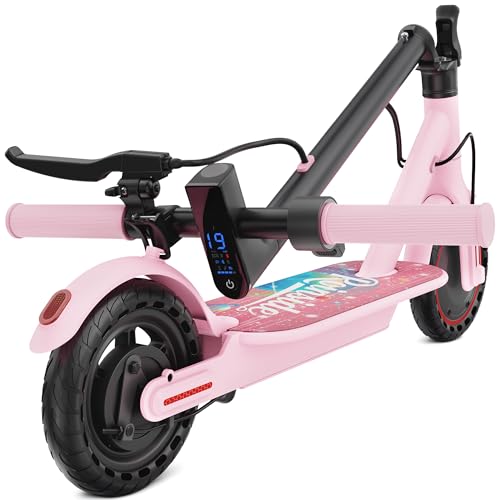Roinside Scooter for Kids- 8.5 Solid Tires/350W Motor 19 MPH Digital Display up to 12 Miles Long-Range Commuting Folding E-Scooter with Dual Braking System App