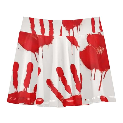 Tennis Skirts Toddler Red Bloody Handprints White Athletic Shorts Girls Skorts Kid Teen Butterfly Skirt 4t2