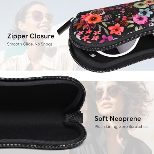 Image of Sunglasses Case with Belt Clip, Ultra Light Neoprene Zipper Soft Padded Glasses Case for Women Men