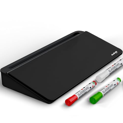 Chalkola Black Glass Desktop Whiteboard