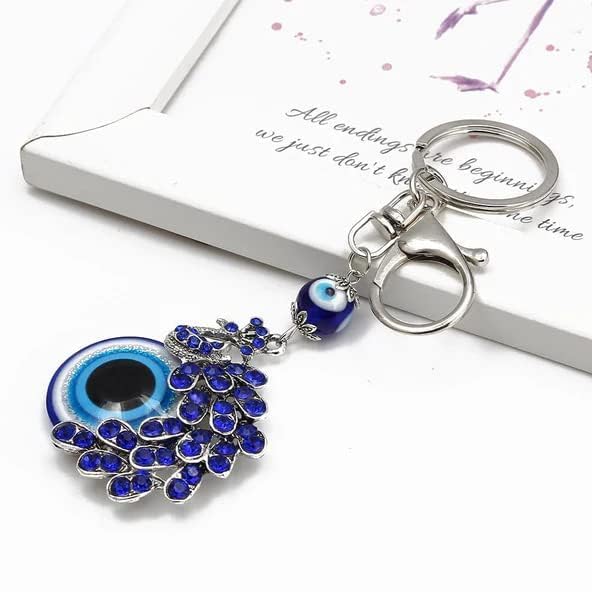 Eminent® Peacock Shape Pendant Blue Evil Eye Keychain Crystal alloy peacock Keyring for Men and Women (Pack of 1)-image-34
