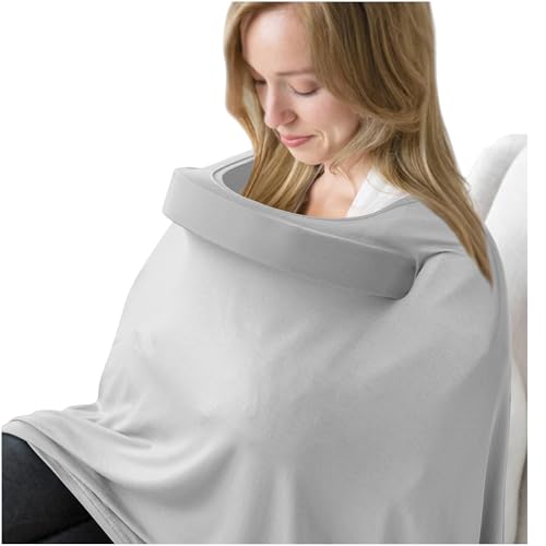 Image of MairMore Nursing Covers for Breastfeeding, Breathable & Soft Privacy Breast Feeding Covers 360 Degree Full Nursing Poncho for Baby and Mom with Removable Neckline (Grey)
