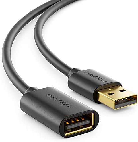 deleyCON 5m USB 2.0 Verlängerungskabel USB-A auf USB-A - Schwarz | High Speed Kabel, USB A-Stecker auf USB A-Buchse