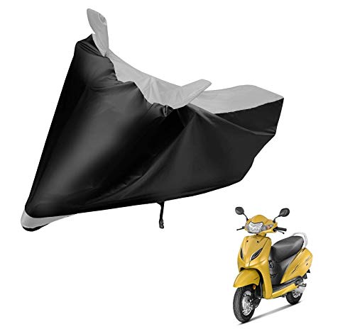 Image of Auto Hub Scooty Cover Compatible with Activa 5G with Mirror Pocket, Dustproof, Heat Resistant, Triple Stitched, Activa 5G Scooty Cover- Navy, Silver