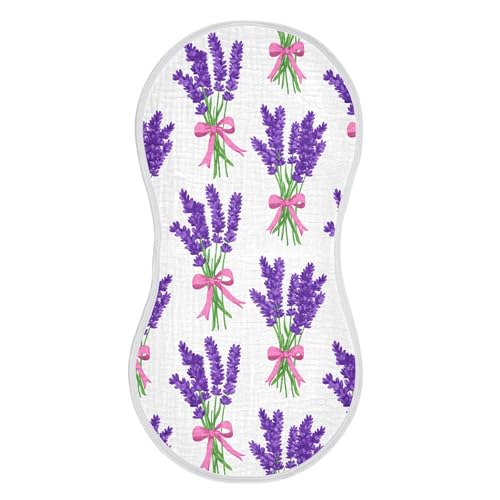 xigua Floral Lavender Muslin Baby Burp Cloths Set of 1, Super Soft & Absorbent Burping Rags, Cotton Burp Clothes Shower Gift for Newborn, Baby Girls and Boys