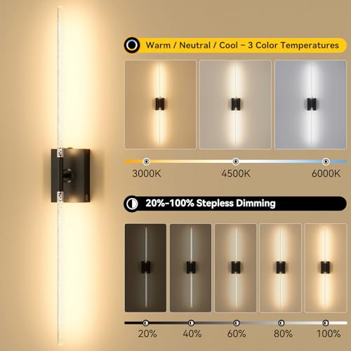Image of Battery Operated Wall Sconces Set of 2, Remote, 10000mAh, Black, Bubble