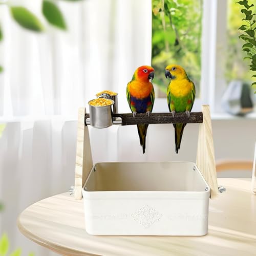 Perchoir pour oiseaux Teksome avec double mangeoire pour calopsitte et perruche - 3