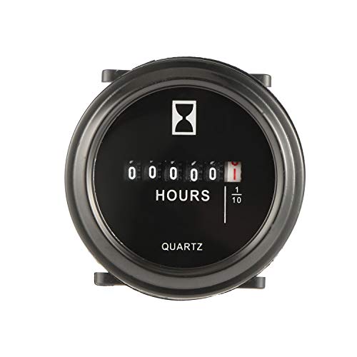 Foreverharbor 2 Inch Round Hour Meter Hourmeter Cart Marine Boat Generator Engine 1075Hz 0.3W 6-80Vvolt DC Black