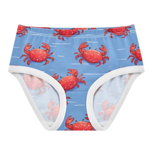 Wusikd Cute Red Crabs Girls' Underwear Cotton Blue Girls Briefs Soft Toddler Underwear 2T