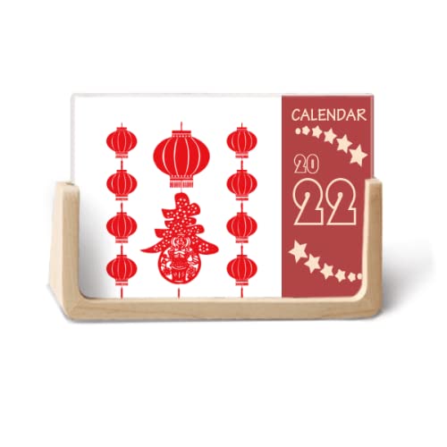 Calendrier de bureau 2022 traditionnel 12 mois à motif lanterne rouge