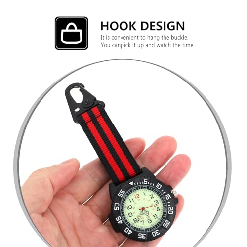 Montre à mousqueton multifonction rouge avec attache rapide intégrée - 5