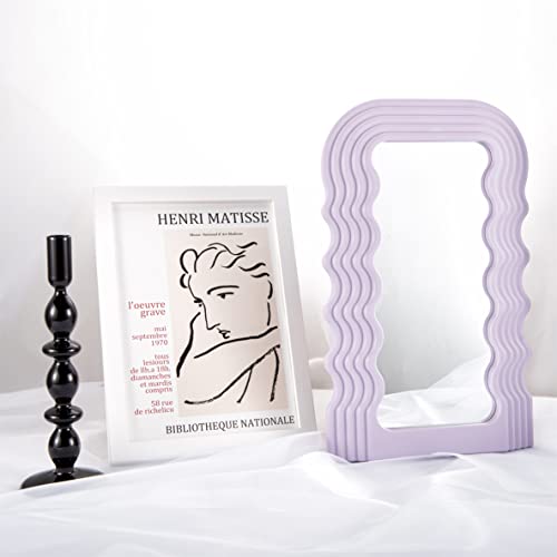 Sabreon Multicolor Irregular Wave Makeup Mirror - Beautiful And Practical Decorative Wall Mirror,Portable And Easy To Install Wall-Mounted Mirrors Suitable For Desktop,Bathroom And Wall（Purple） #TOP3