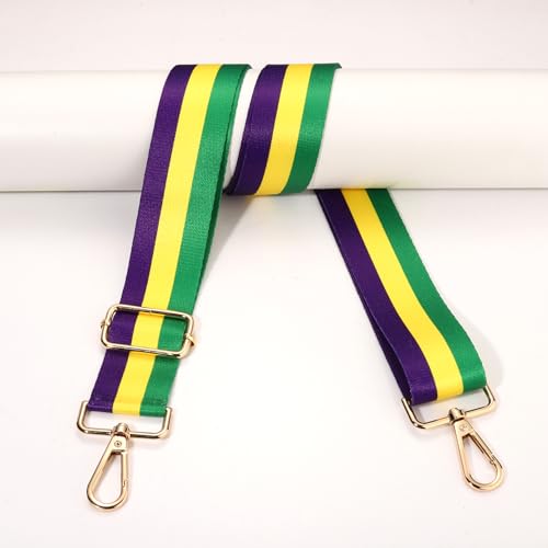 Image of Mardi Gras Purse Strap Replacement Mask Fleur De Lis Purse Strap Purple Crossbody Bag Strap Parade Party Favors