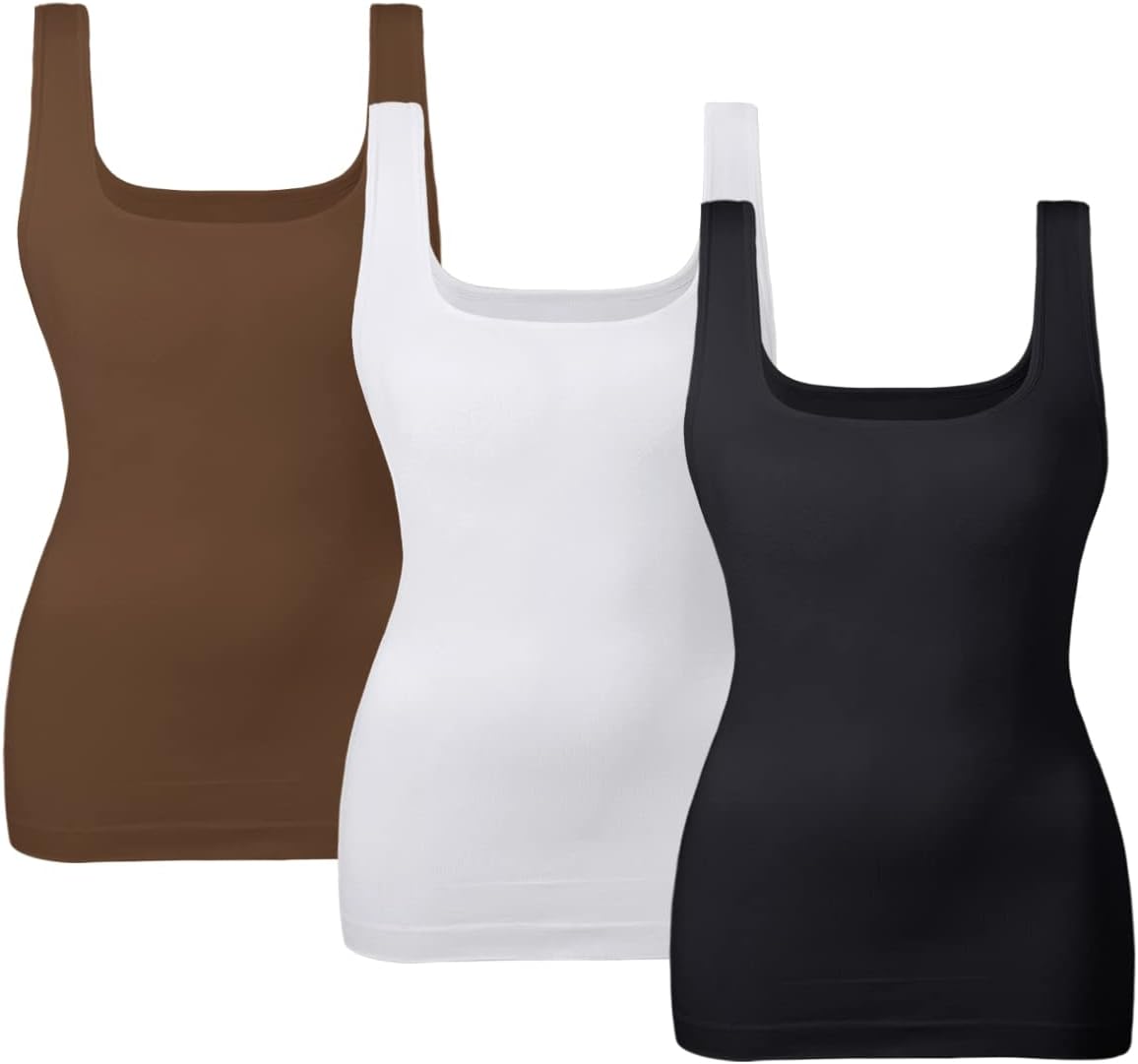 Women's Tummy Control Shapewear Tank Tops Seamless Square Neck Compression Tops Slimming Body Shaper Camisole