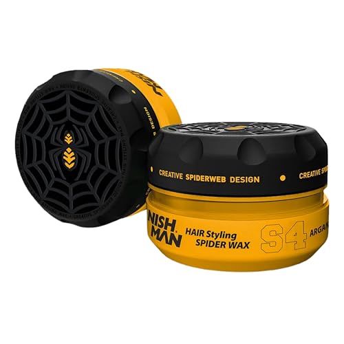 NISHMAN Aqua Spider Wax S4 – Argan 150g – Aroma Gold One – Fijación Fuerte y Acabado Brillante Cera Capilar para Hombres, Peinado Flexible para Todo Tipo de Cabello