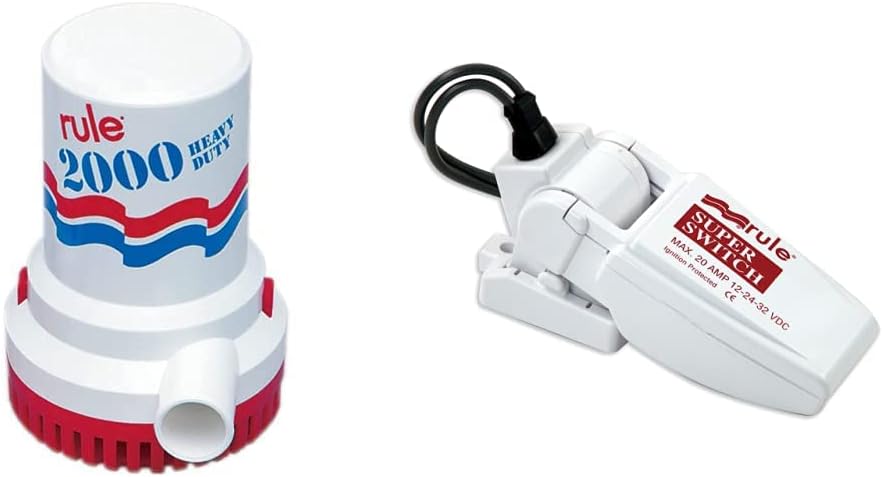 Rule 10 Bilge Pump (2000 GPH) + Rule 37A SuperSwitch Bilge Float Switch