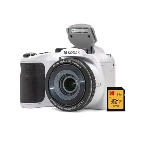 Kodak Pixpro AZ255 16MP 25x Optical Zoom Bridge Camera (White 10 Items)