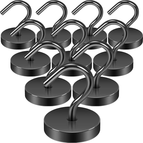 Neosmuk Magnetic Hooks Large Opening,80lb+ Cruise Hooks,Black,10 Pack