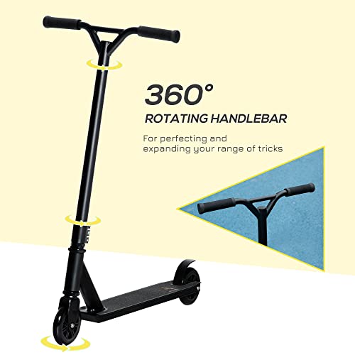 Aosom Stunt Scooter, Pro Scooter, Entry Level Freestyle Scooter W/Lightweight Alloy Deck For 14 Years And Up Teens, Adults, Black #TOP4