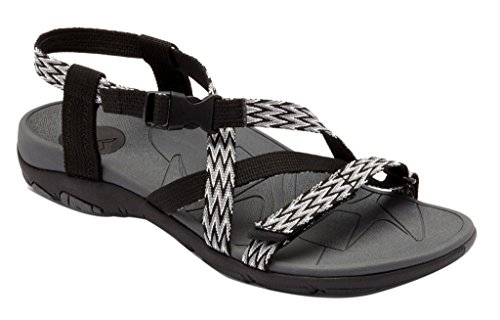 Vionic Women's Sage Dorrin Backstrap Sandal - Ladies Walking Sandals with Concealed Orthotic Arch Support Black Charcoal 6 M US