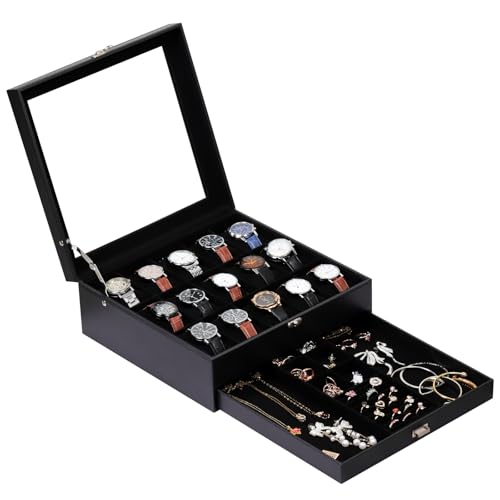 AUTOARK Premium 2-Layer Watch Box Organizer