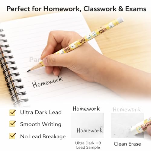 Image of KiddieWorld Cute HB Pencils Pack of 24 with Storage Case & Eraser | Dark Writing Break Resistant Graphite | Kids School Stationery, Homework, Drawing, Birthday Return Gift Set