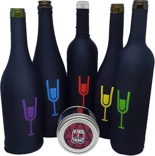 Vino A Ciegas - Juego De 5 Fundas Opacas Reutilizables Para Cata A Ciegas - Calcetines Negros Estirables, Botella De 75 Cl
