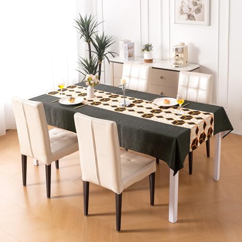 Image of HOKIPO Modern Grace Table Cloth for 4 Seater, 55x71 in, Amber Hive