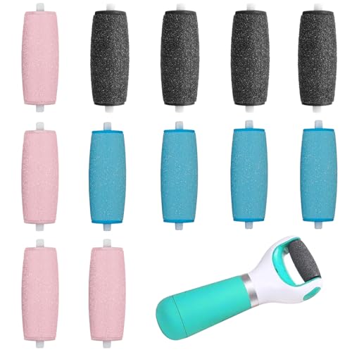 BOULESENM Lot de 12 Rouleaux de Rechange Compatibles avec Scholl Velvet Smooth, Recharge Rapeuse Pieds 3 Types de Rugosité, Rouleau Pied pour lime à Pied...