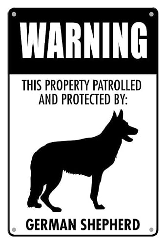 peiyeety Warning This Property Patrolled And Protected Byan Shepherd Sign Metal Aluminum Tin Sign Uv Protected And Weatherproof 12"" X8