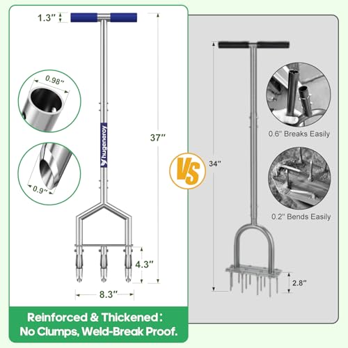 image for hugeneroy Manual Push Core Aerator Lawn Tool: Semi-Assembled Lawn Aera