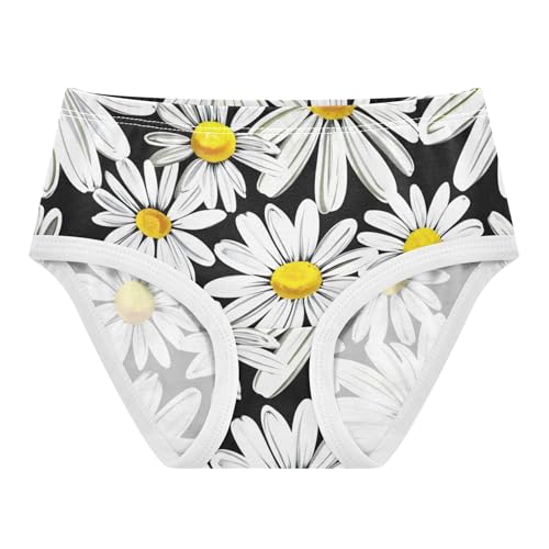 Cotton Toddler Underwear Floral White Daisies Yellow Floral Black Little Girl Panties Fun Kids Undies Briefs 2t