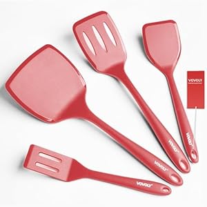 VOVOLY Silikon-Pfannenwender-Set, 4-teilig, Rot