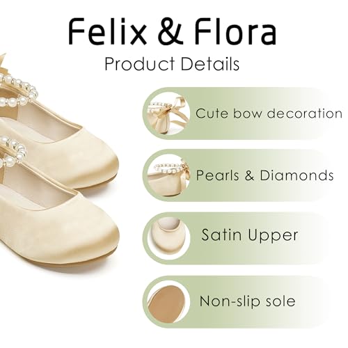 Image of Felix & Flora Girls Toddler Little Ballet Shoes - Flower Girls Mary Jane Flats Dress Shoes Party Wedding