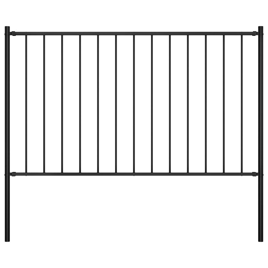 Panel ogrodzeniowy do domu i ogrodu, ze słupkami, stal malowana proszkowo, 1,7 x 1,25 m, wybór czarnej mebli