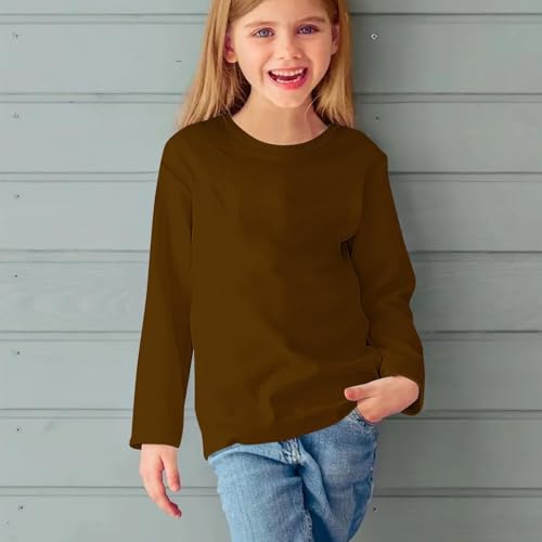 Girls Solid Color T-Shirts Long Sleeve Basic Tees Shirts Cotton Tunic Tops Fall Casual Round Neck Tshirts3
