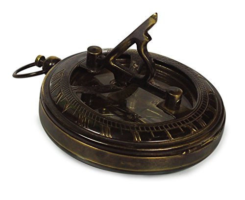 Reloj de sol con brújula náutica en latón macizo de estilo retro 3