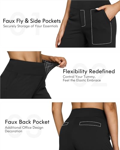 Yoga Dress Work Pants Women Stretch Business Casual High Waisted Wide Leg Comfy Office Slacks Pants with Pockets3