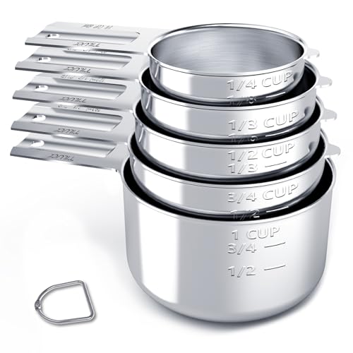 Comparison: Best Metal Measuring Cups 5 TILUCK Stainless Steel Measuring Cups Set,Kitchen Gadgets for Cooking & Baking,Set of 5