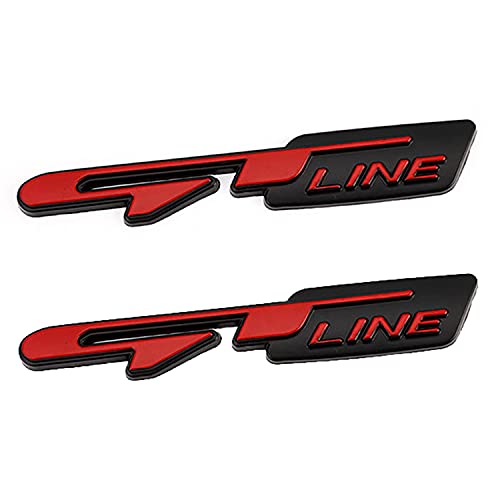 HAOXUAN Pack de 2 GT Line Logo Emblem Badge 3D Metal Stickers Stickers Décoration Voitures, Camions, Moto,Red Black Cover