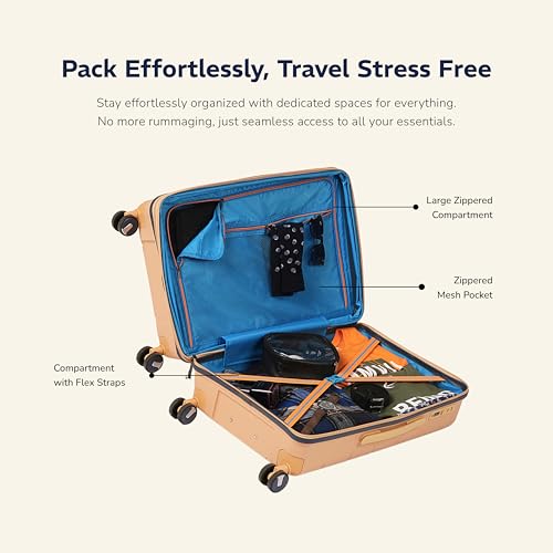 Image of Provogue Cascade Hard-Sided PP Trolley Bag Set of 3 | Expandable Space with 8 Wheels Trolley Bags for Travel |Lightweight with Combination Lock|5 Year Warranty (Golden Yellow)