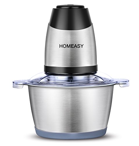 HOMEASY Hachoir Electrique Viande Avec Bol en Acier Inox 1.8L, Hachoir Viande 450W Avec 4 Lames pour hacer Viande,...